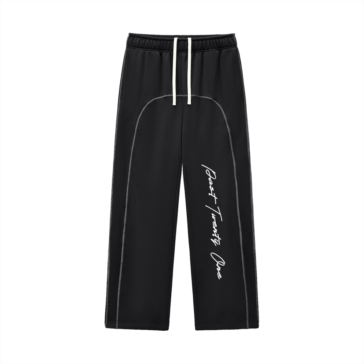 21 Contrast-Stitched Sweatpants [ Black ]