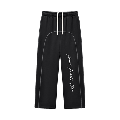 21 Contrast-Stitched Sweatpants [ Black ]