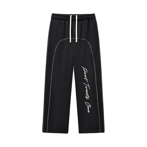 21 Contrast-Stitched Sweatpants [ Black ]