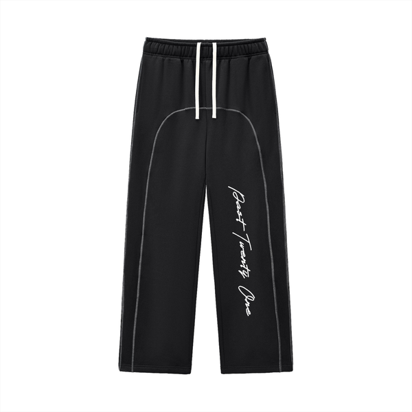 21 Contrast-Stitched Sweatpants [ Black ]